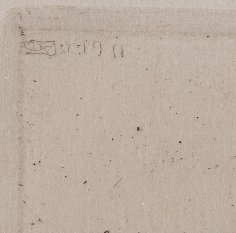 ANDERS ZORN, etsning, 1911, signerad Zorn med blyerts. "Kyrkstöt".