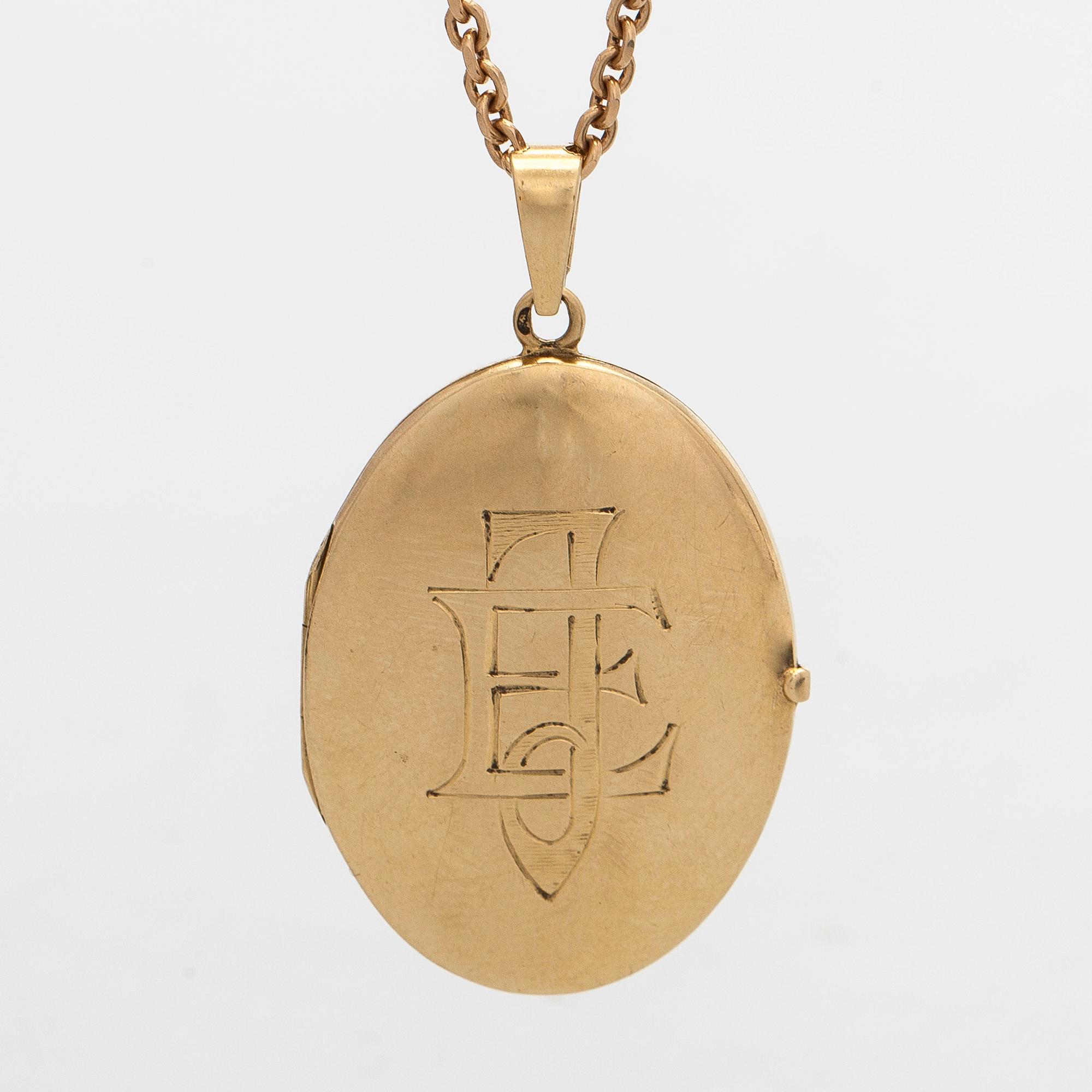 Medaljonki ja ketju, 18K kultaa.