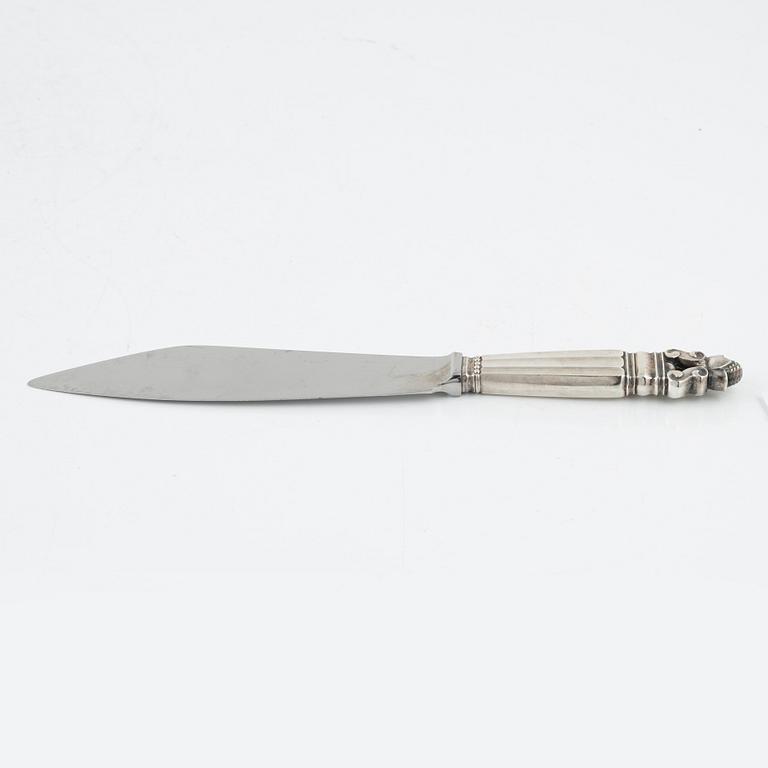 Johan Rohde, tårtkniv, sterlingsilver, "Konge/Acorn", Georg Jensen,