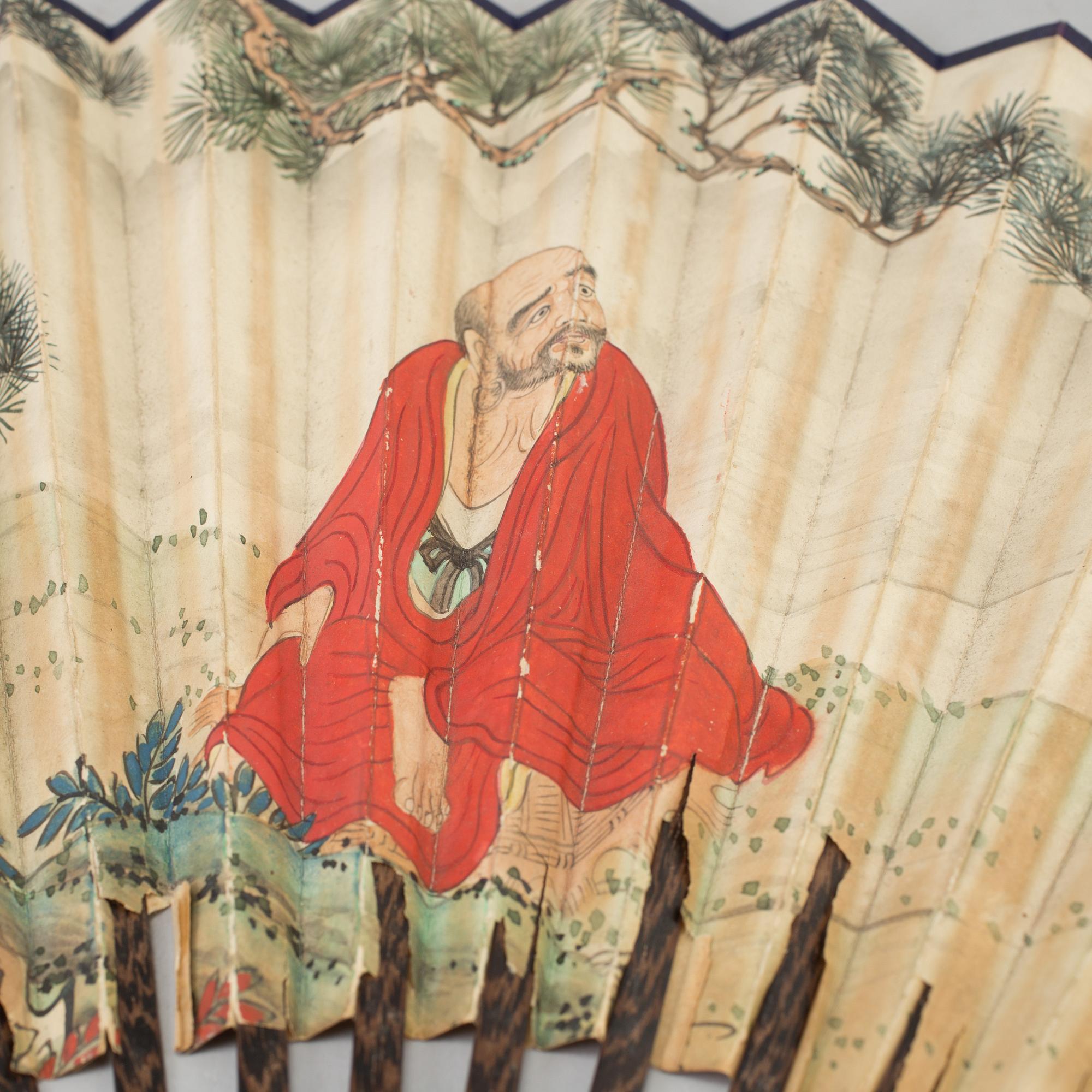 A chinese fan leaf painting by Cui Boping, signed and dated 1938.