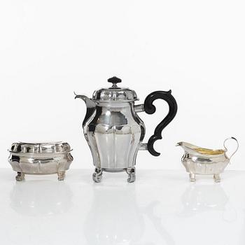 A three-piece silver coffee service, GAB, Stockholm, 1929-31.