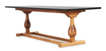 494. A Carl Malmsten stained birch library table, probably model 'Haga', Sweden 1920's.