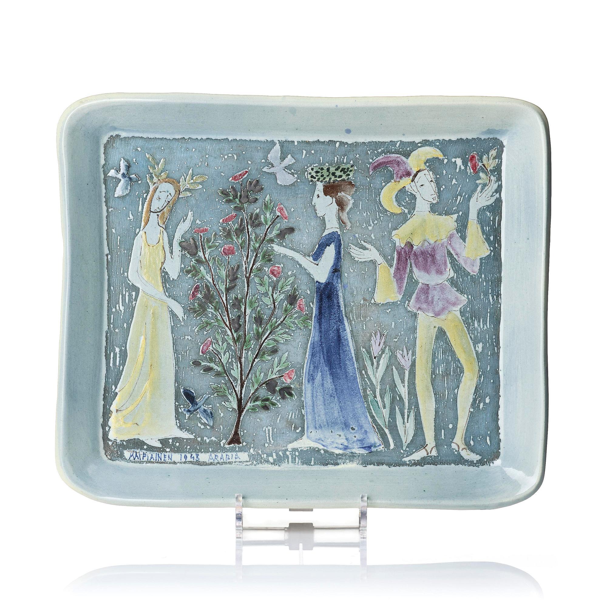 Birger Kaipiainen, a stoneware tray, Arabia, Finland 1943.