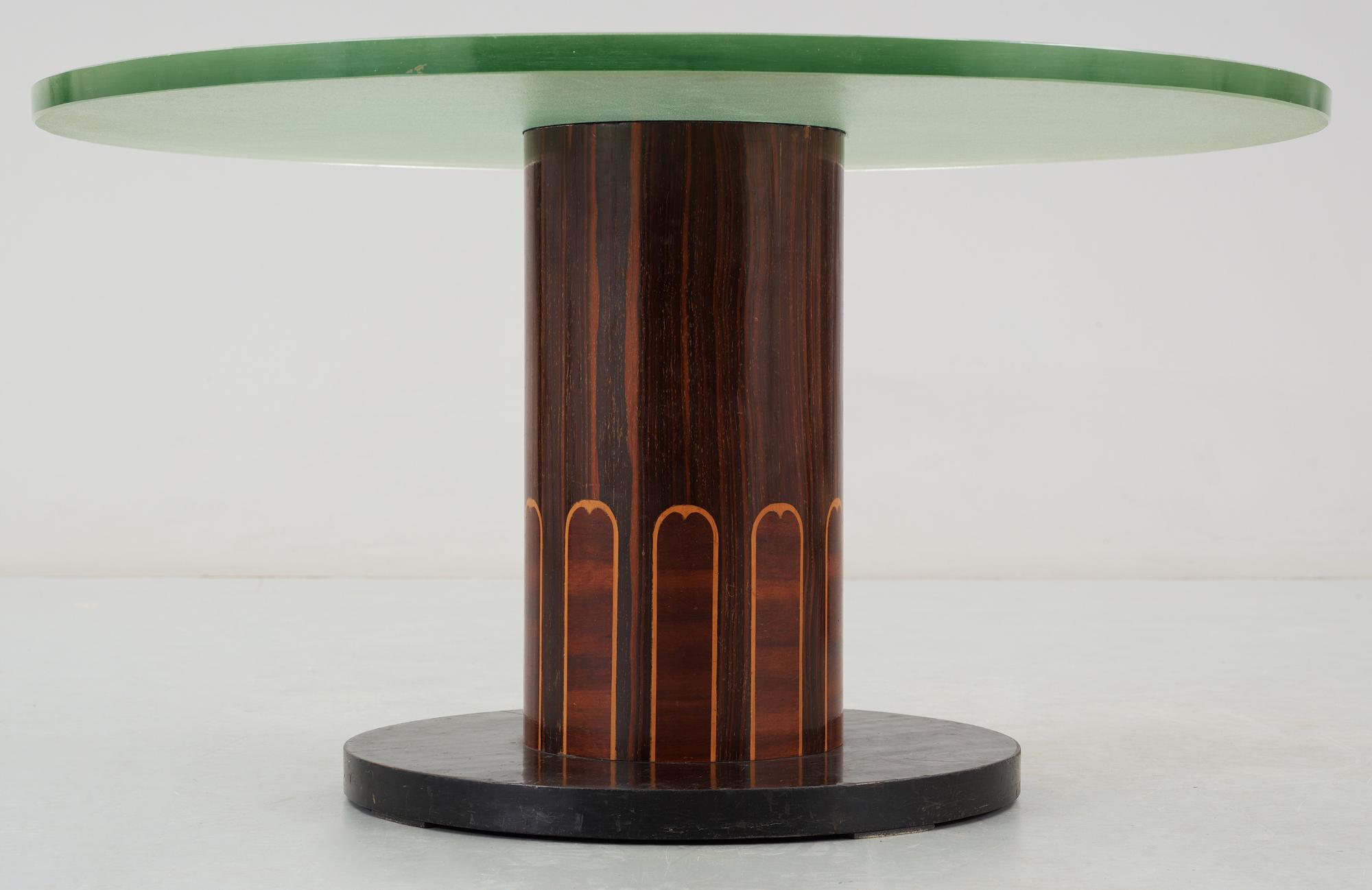 An Alvar Andersson glass top sofa table, Stockholms Stads Hantverksförening, 1930's.