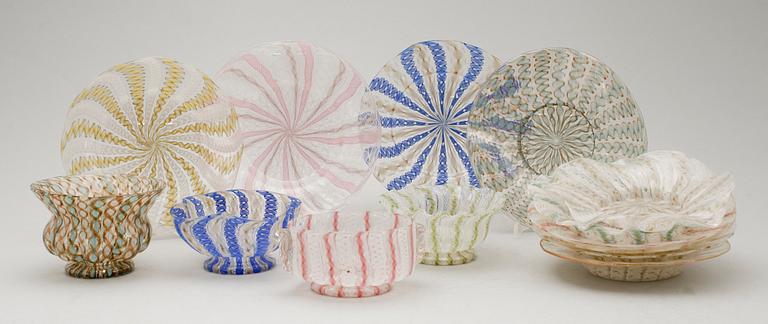 SAMLING GLASFÖREMÅL, Murano, Italien, tidigt 1900-tal.