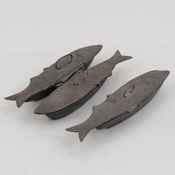 Fish moulds, 2 pcs, cast iron, Arbrå, second half of the 20th century.