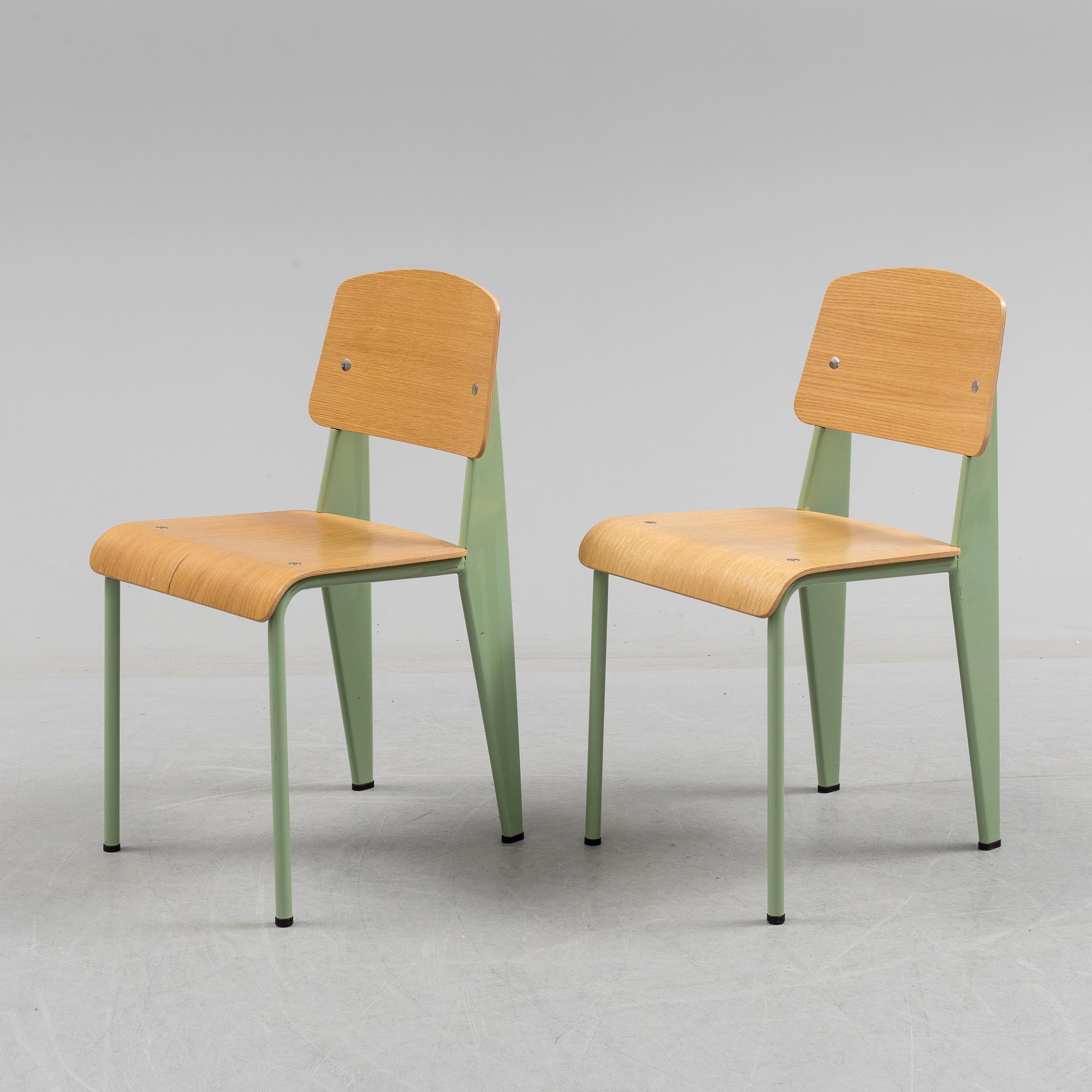 A pair of chairs, Prouvé Collection, Jean Prouvé, Vitra edition 2002.