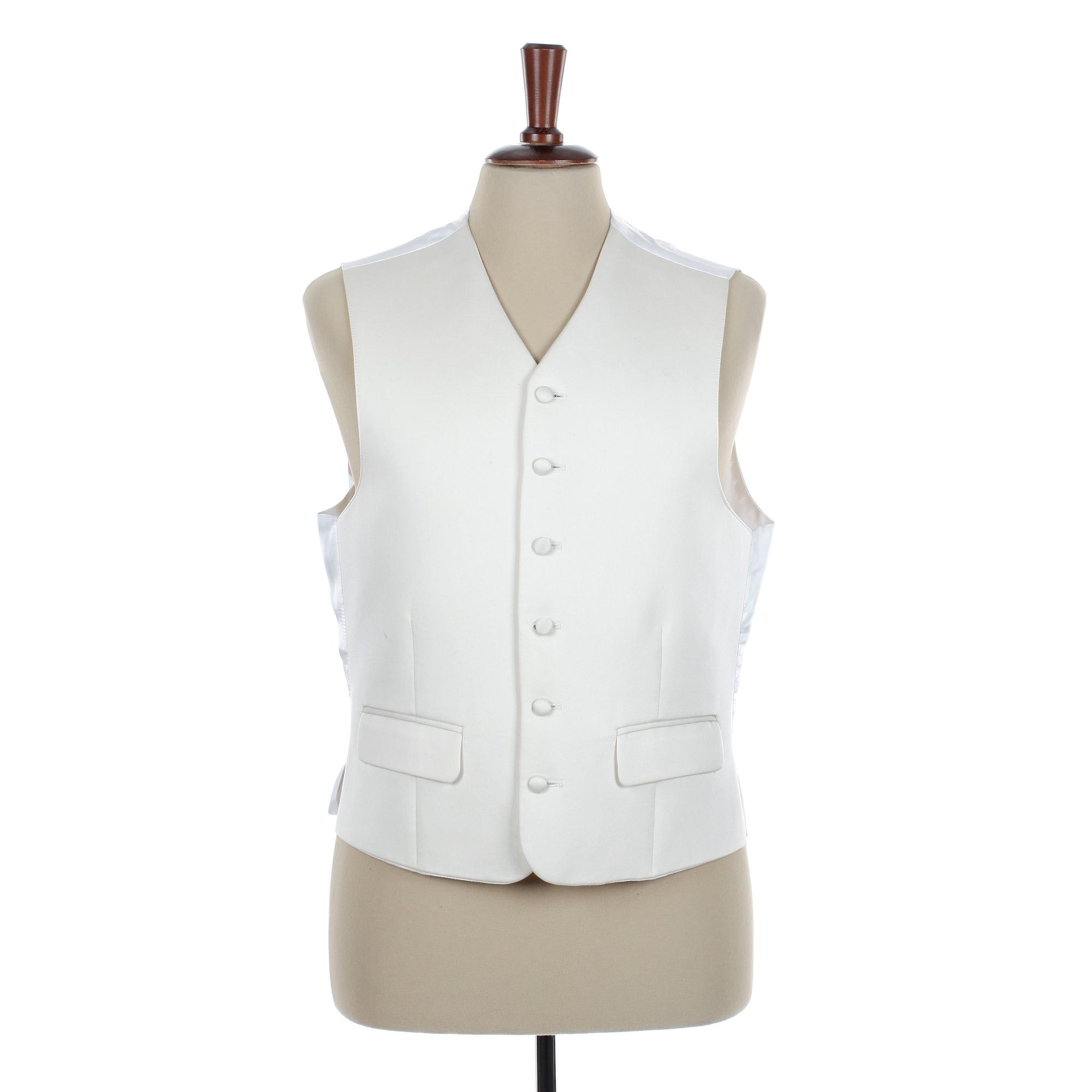 TIGER OF SWEDEN, awhite cotton and silk men´s evening jacket and vest, size 50.
