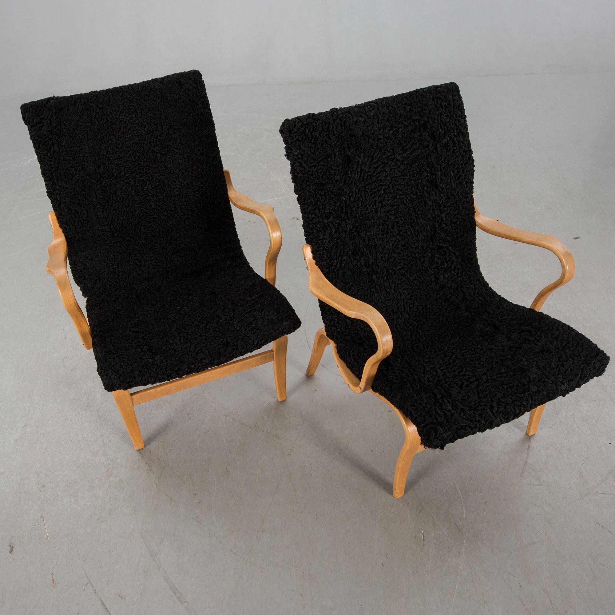 BRUNO MATHSSON, fåtöljer ett par, "Eva", för Dux, 1900-talets andra hälft.