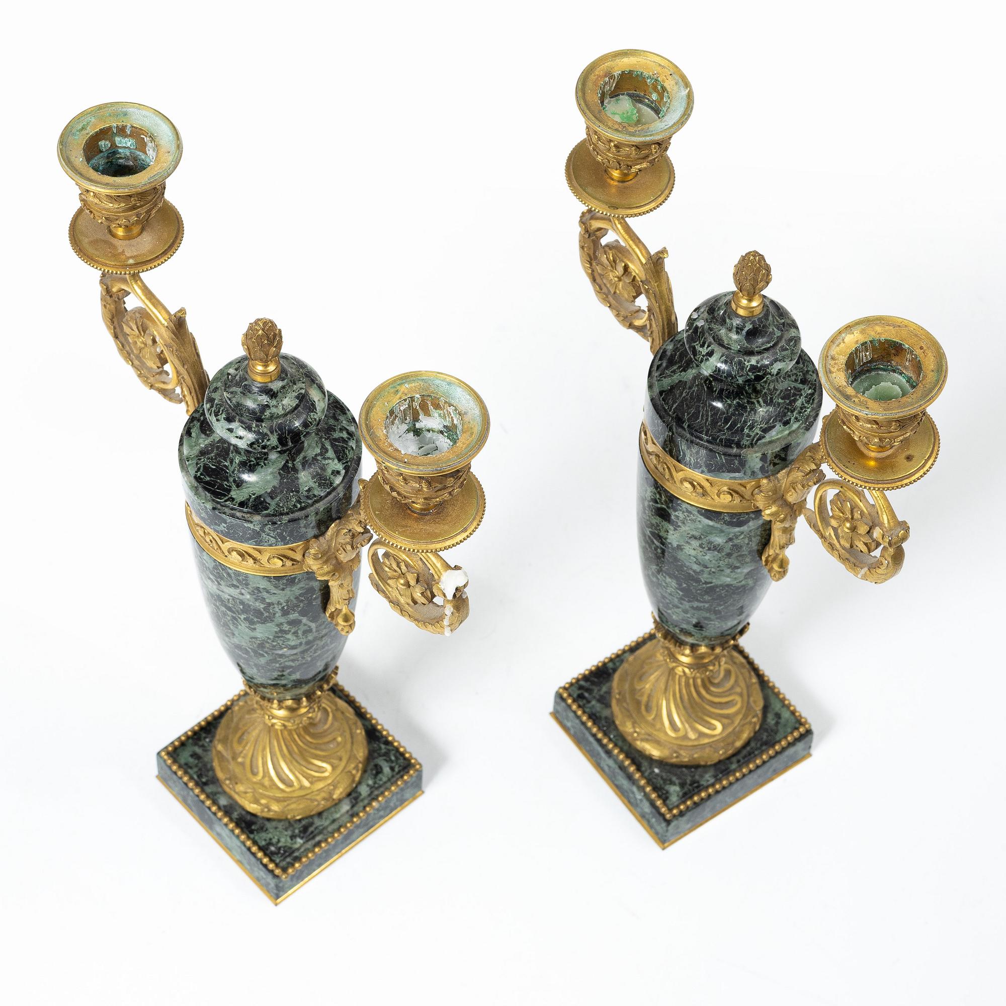 A pair of candelabras, around 1900.