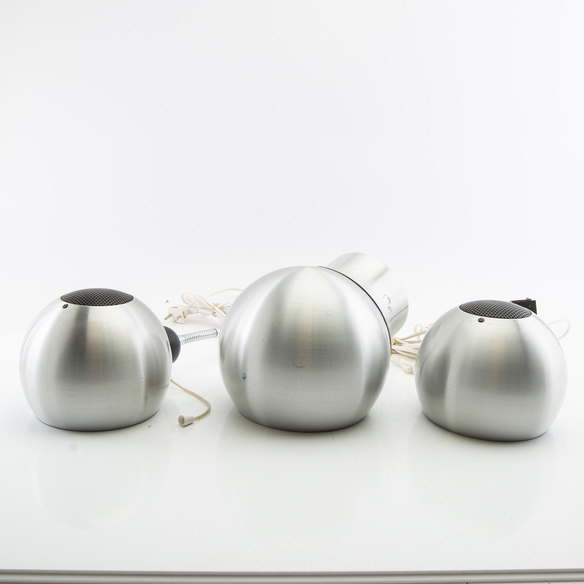 Wall lamps a pair and table lamp "Klot 3" Hemi late 20th century.