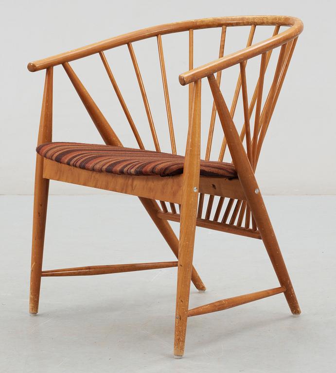 KARMSTOL, "Solfjädern", Sonna Rosén, Nässjö Stolfabrik, formgiven 1948.