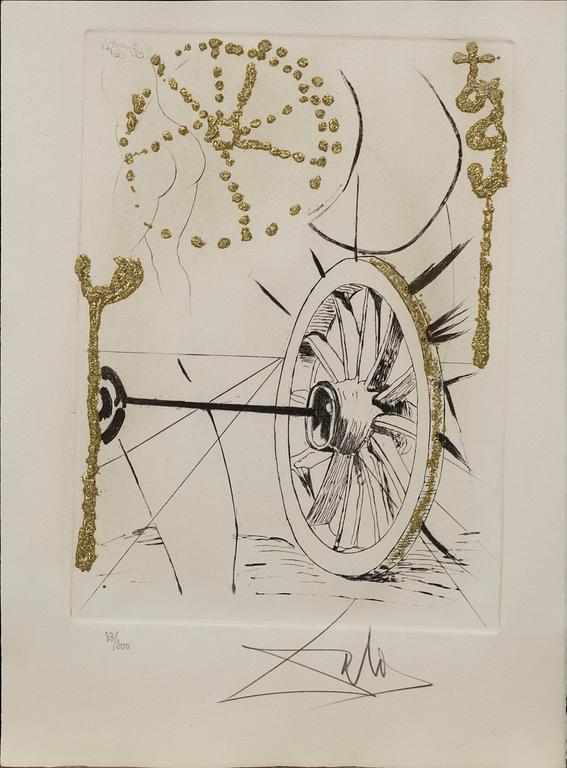 SALVADOR DALÍ, 10 engravings with gold paint, "Les Amours Jaunes", signed and numbered 83/300.