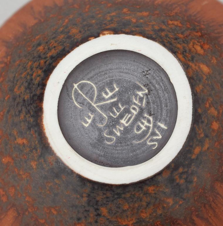 VASER samt SKÅLAR, 6 delar, stengods, Carl Harry Stålhane, Rörstrand, 1900-talets andra hälft.