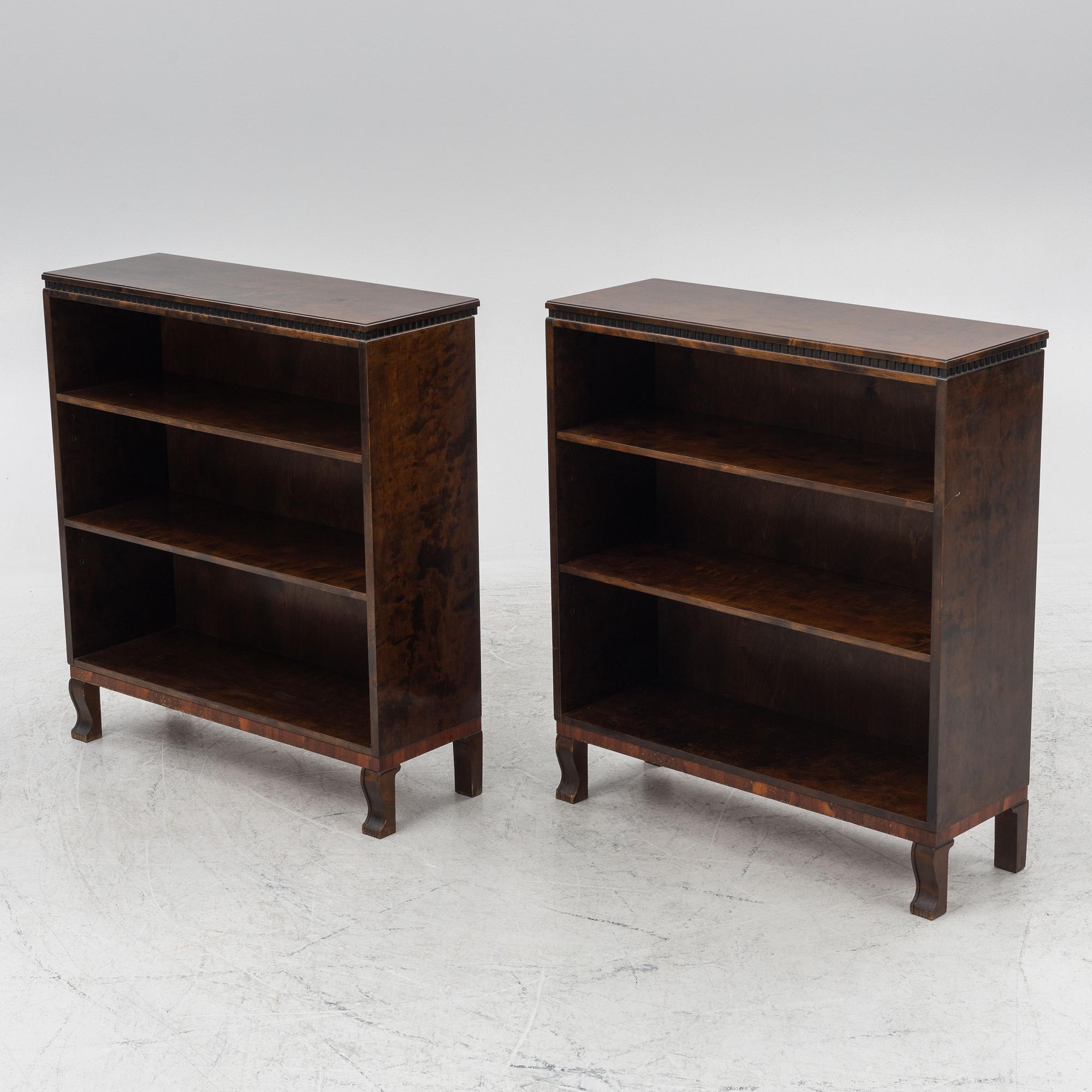 Bookcases, a pair, functionalist, 1920s/30s.
