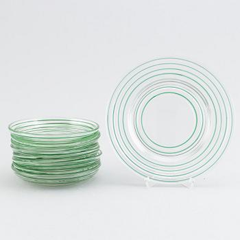 Jacob E Bang, A 14 piece glass service, Broksø, Holmegaard, Denmark, first half of the 20th Century.