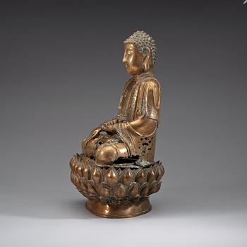 BUDDHA, patinerad brons. Mingdynastin (1368-1644).