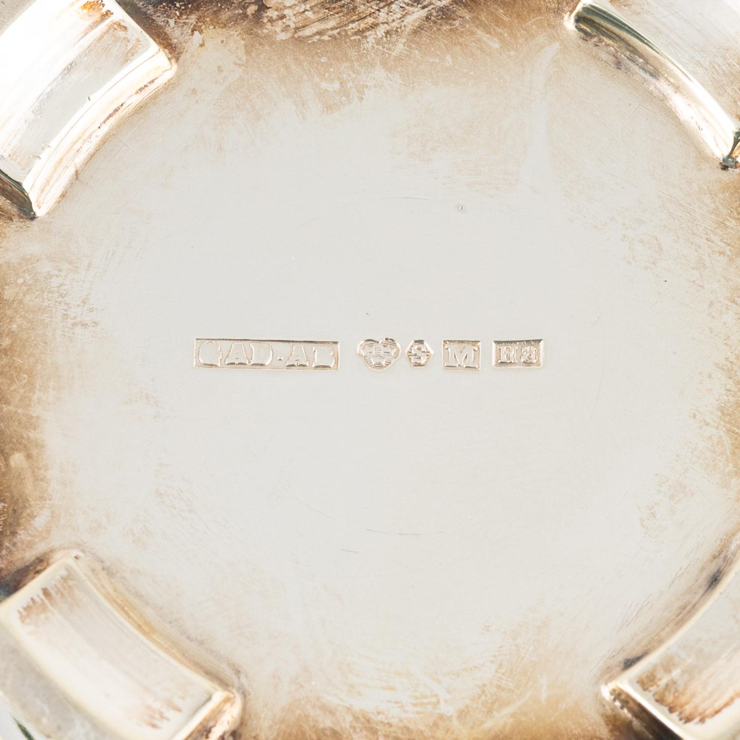 Hovjuvelerare G A Dahlgren Ab, bordssurtout, 5 delar, silver, Malmö 1933-35.