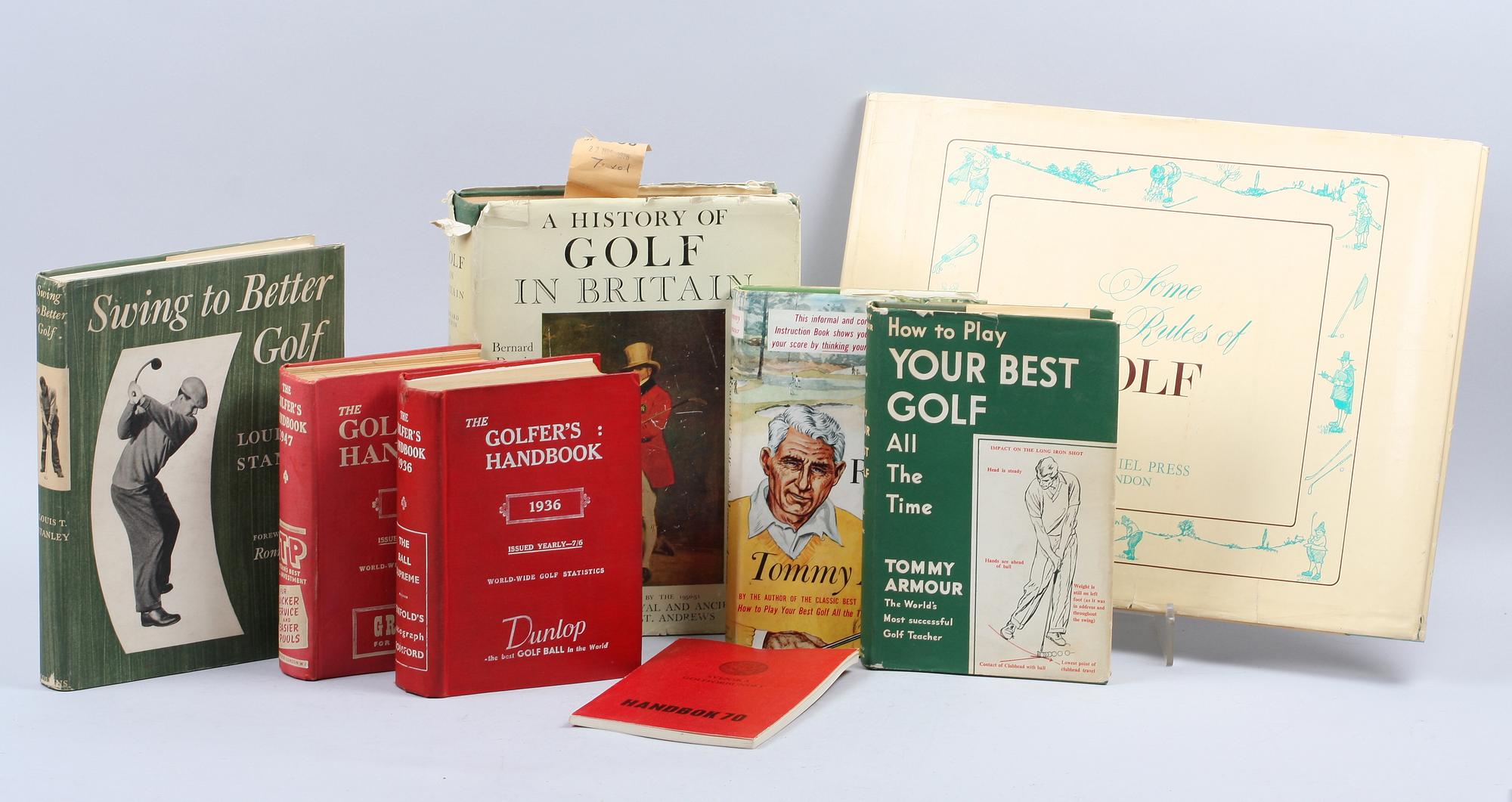 PARTI BÖCKER, 8 st, Golfböcker, 1900-tal.