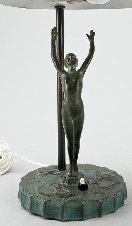 BORDSLAMPA, brons, art deco, 1920-tal.