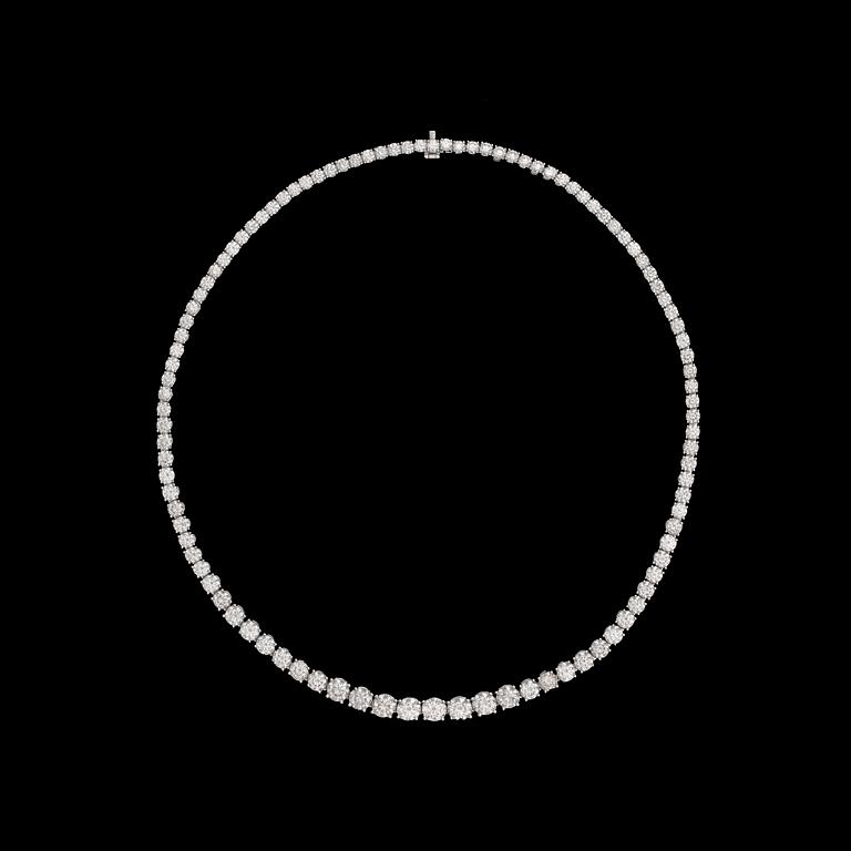 A brilliant cut diamond necklace, tot. 22.44 cts.