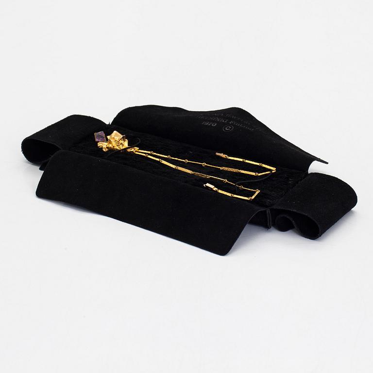 Björn Weckström, halsband "Kaltio", 14K guld och ametist. Lapponia 1972.