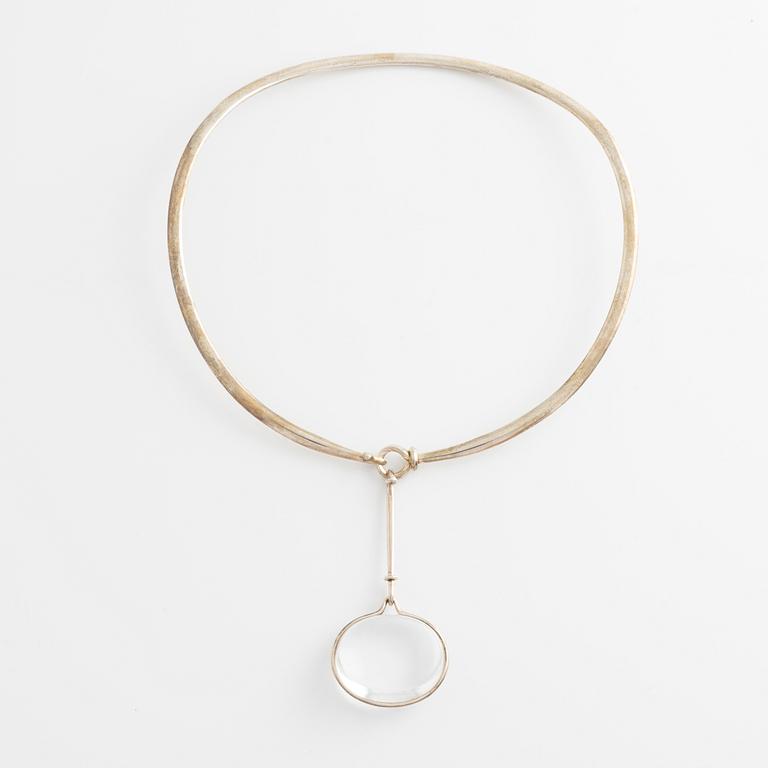 Vivianna Torun Bülow-Hübe design for Georg Jensen, necklace in silver with rock crystal.