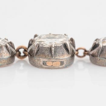 Collier silver och guld med gammalslipade diamanter, 1800-tal.