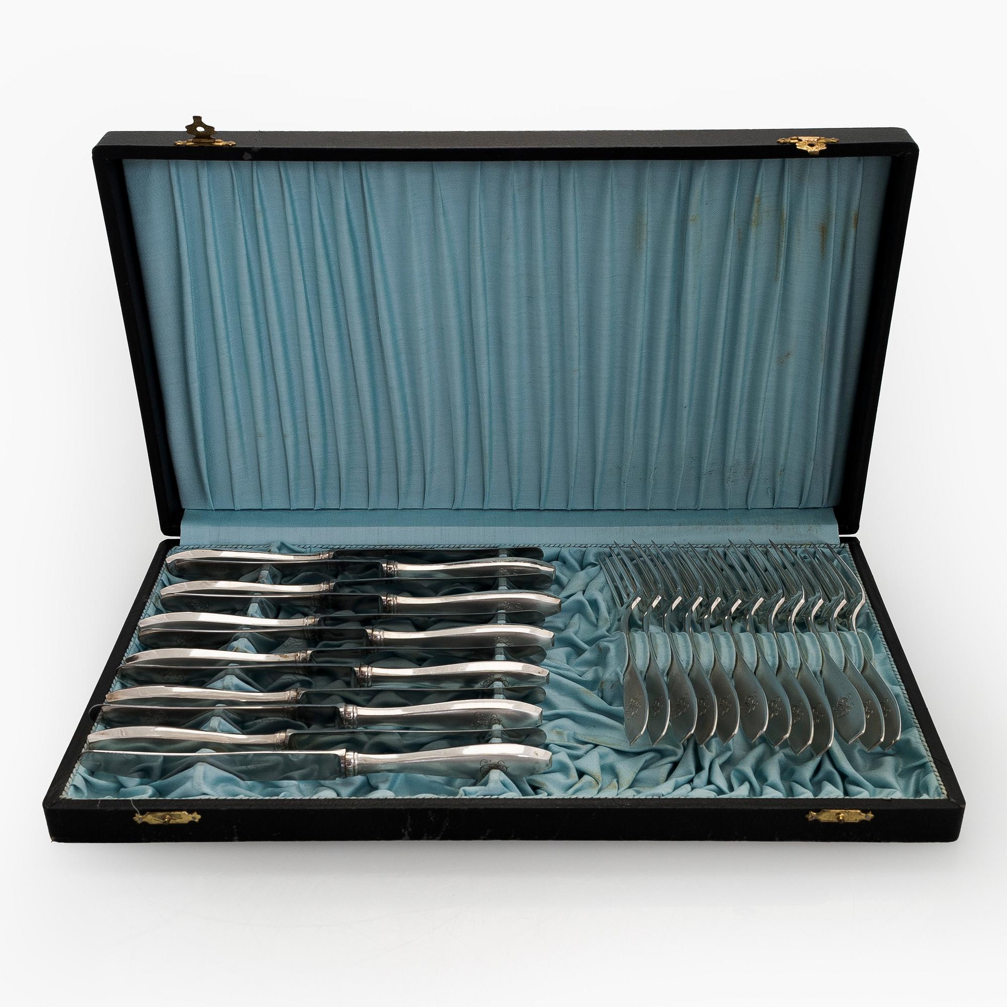 Bestickuppsättning, 24 dlr, silver Kultakeskus, Tavastehus 1939.