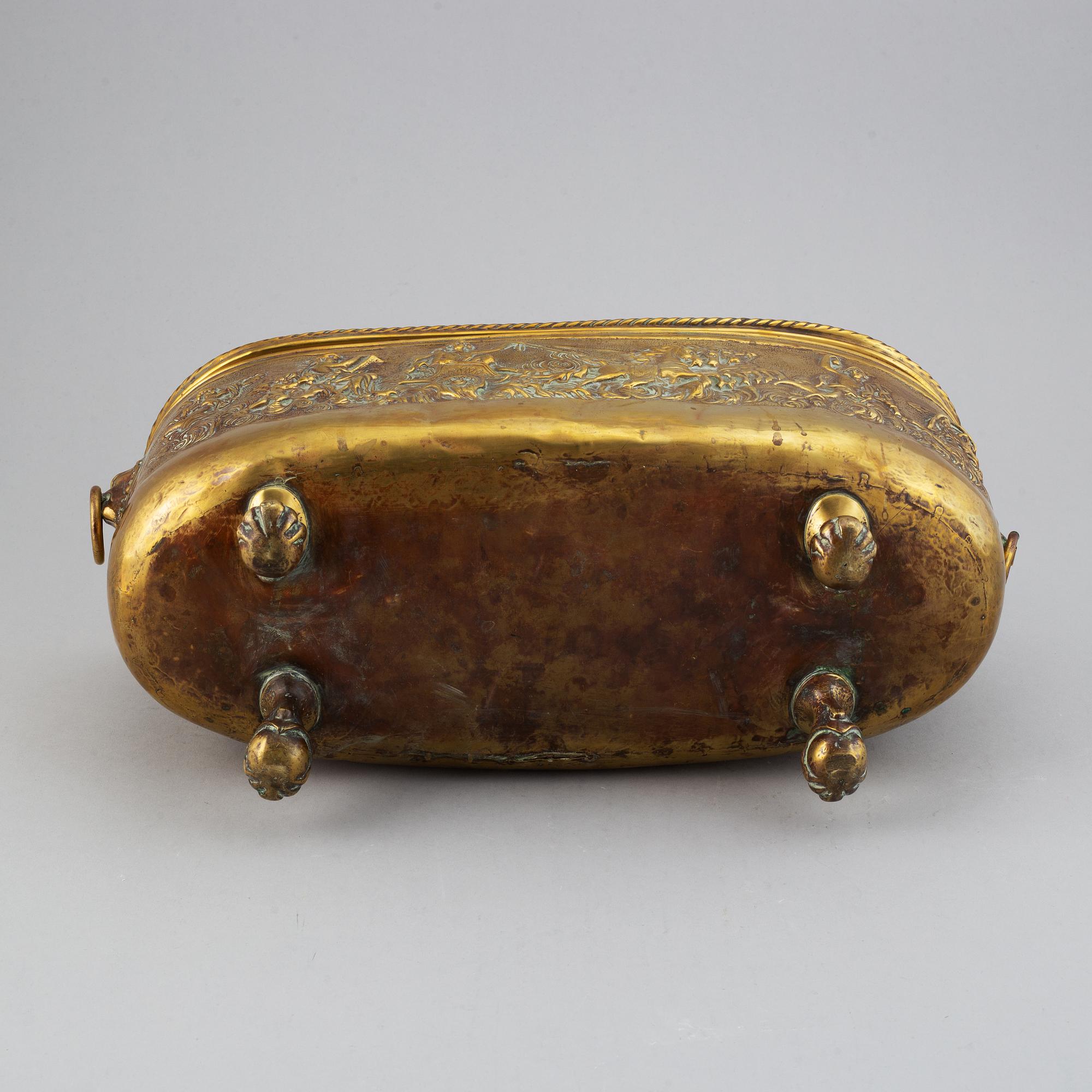 A 19th century brass jardiniere.
