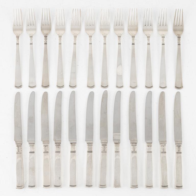 Jacob Ängman, sandwich cutlery, 24 pieces, silver, 'Rosenholm', GAB, Stockholm, some 1950.