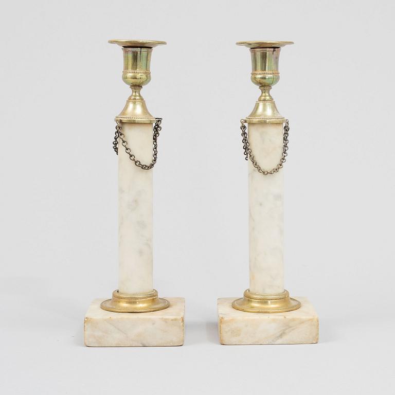 A pair of Gustavian style candle sticks, Sweden, second half of the 19th century.