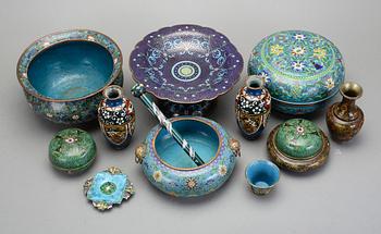 PARTI CLOISONNÉ, 13 delar, 1800/1900-tal.