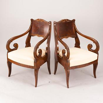 KARMSTOLAR, ett par, biedermeier 1800-talets första hälft.