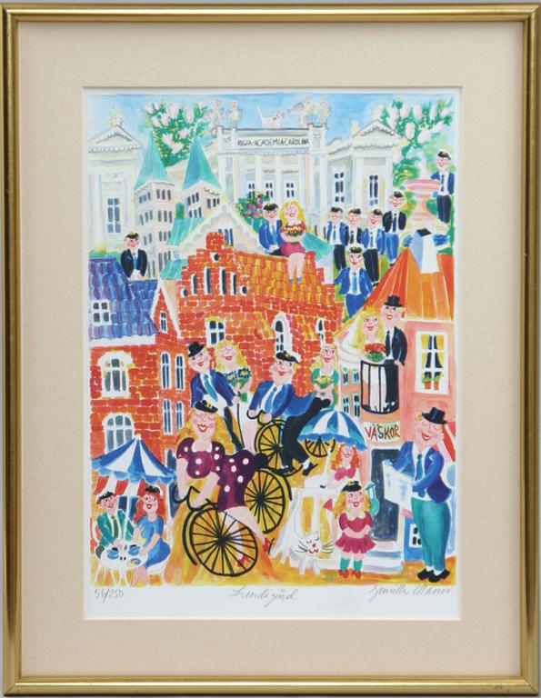 GUNILLA MANN, färglito, sign och numr 56/250.