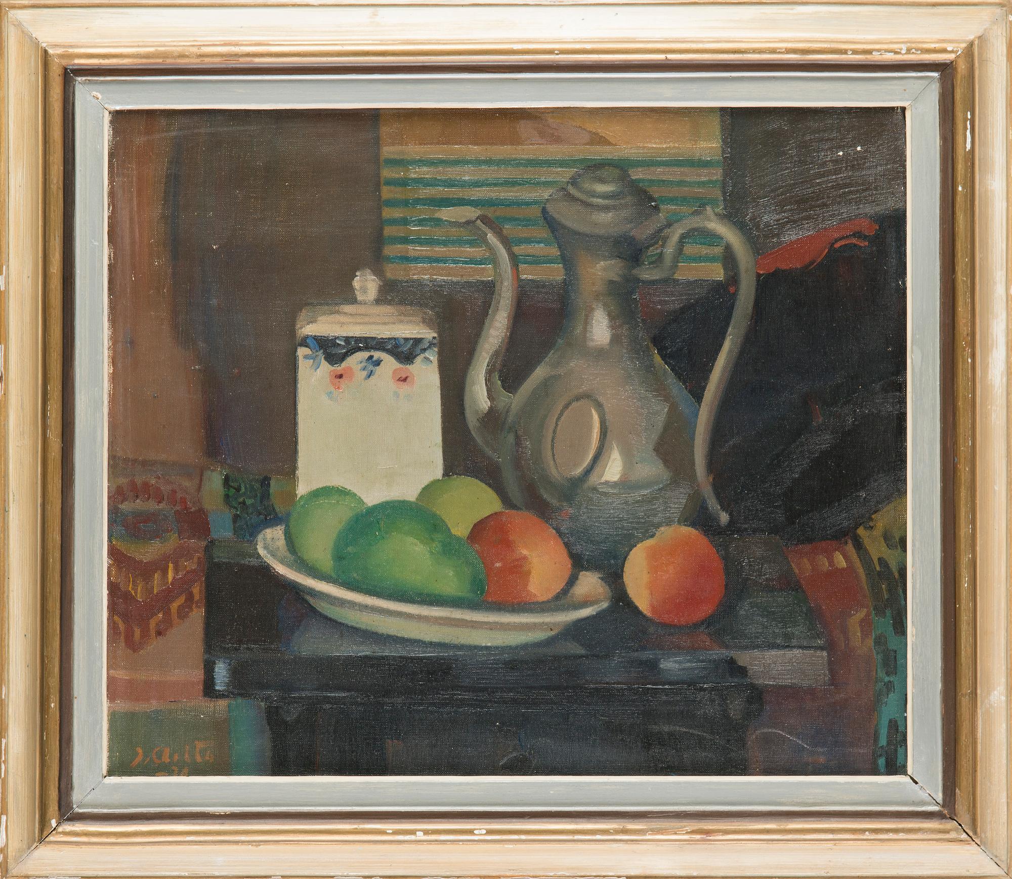 Ilmari Aalto, komposition med frukt och kanna.