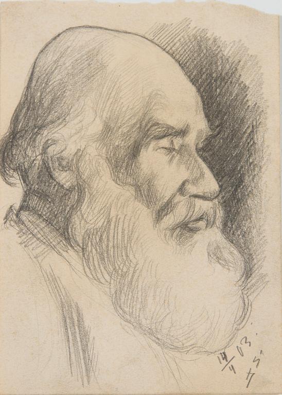 Santeri Salokivi, Teckningar, 5 st, Mansporträtt och Landskap.