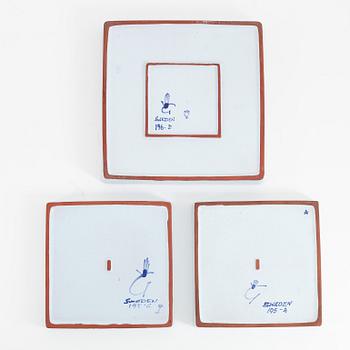 Stig Lindberg, a group of three earthenware 'Karneval' dishes, Gustavsbergs stduio.