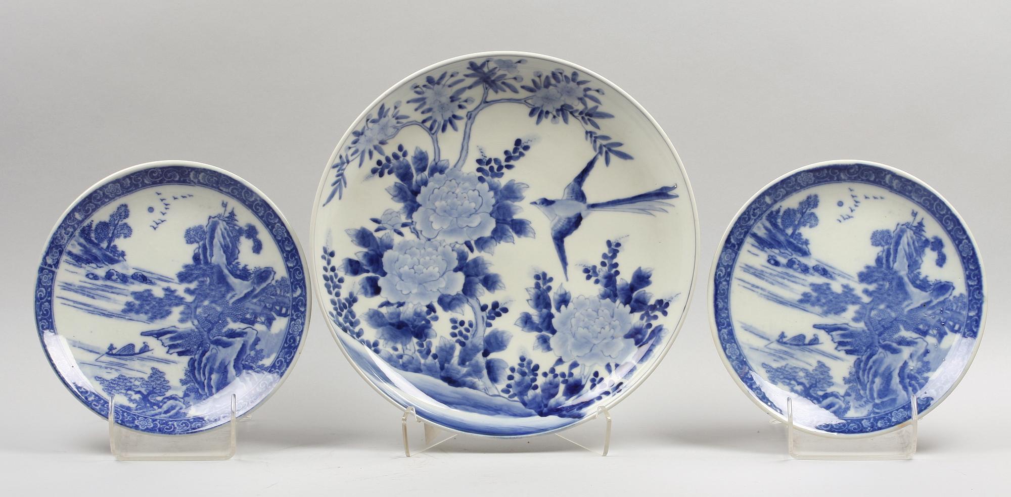 FAT, 3 st, porslin, sekelskifte 1900, Japan.