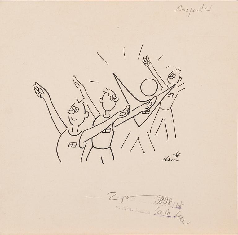 KARI SUOMALAINEN, originaltuschteckning, signerad. 1960-tal.