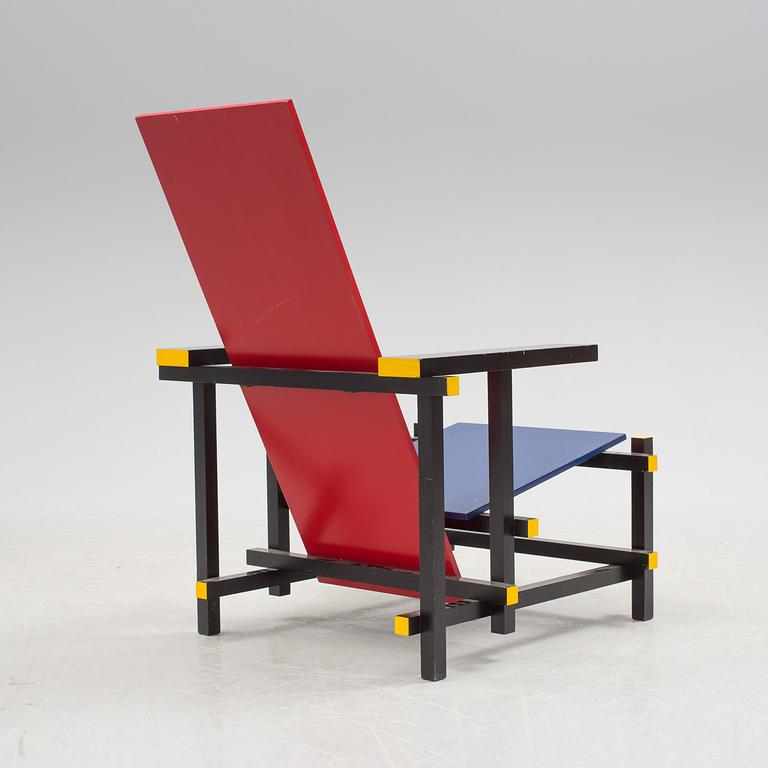 GERRIT RIETVELD, armchair, "Red and blue chair", Cassina.