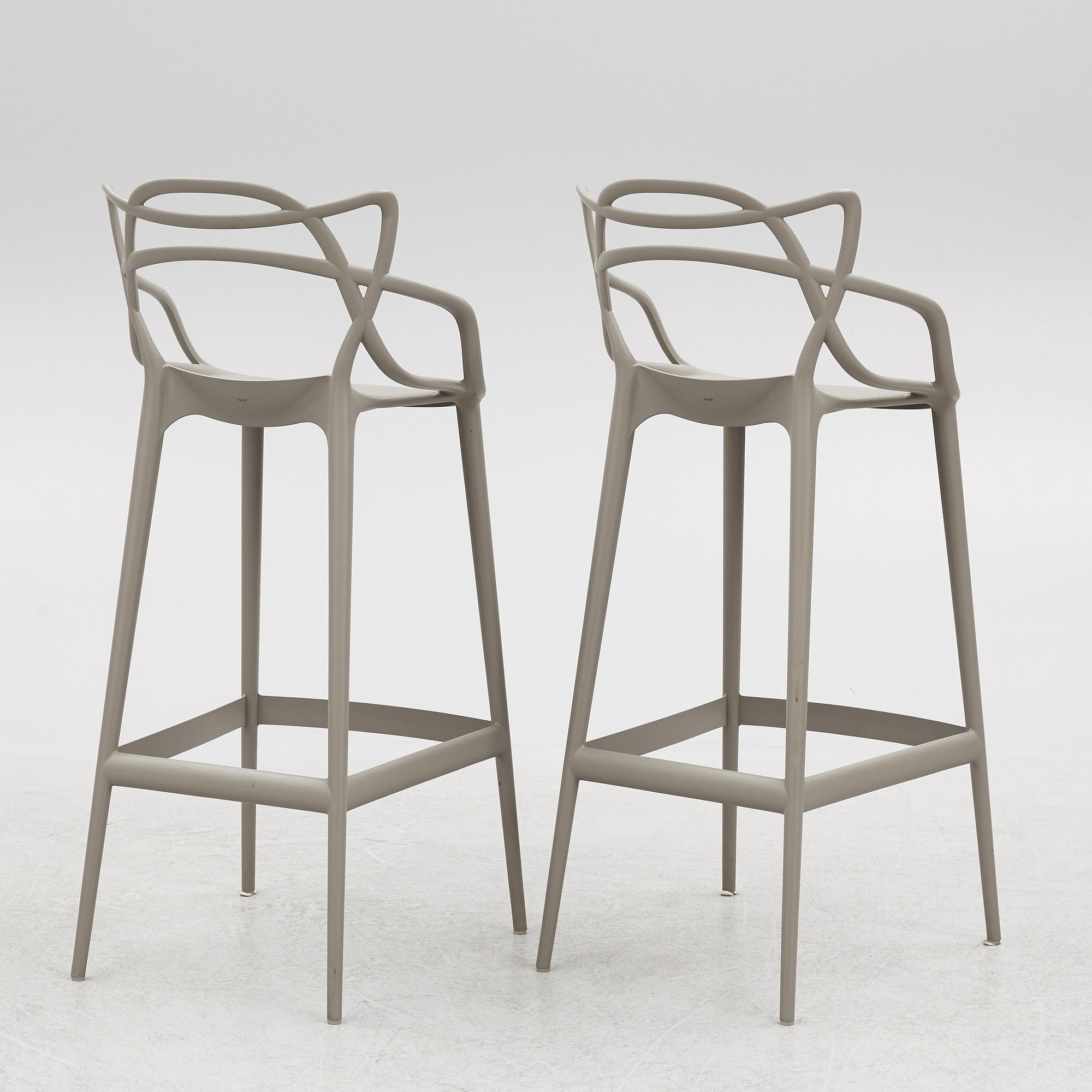 Philippe Starck and Eugeni Quitllet, a pair of "Masters stool" bar stools, Kartell, Italy, 2012.