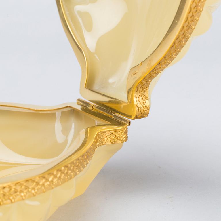 ASK MED LOCK, glas, Frankrike 1920-30-tal.