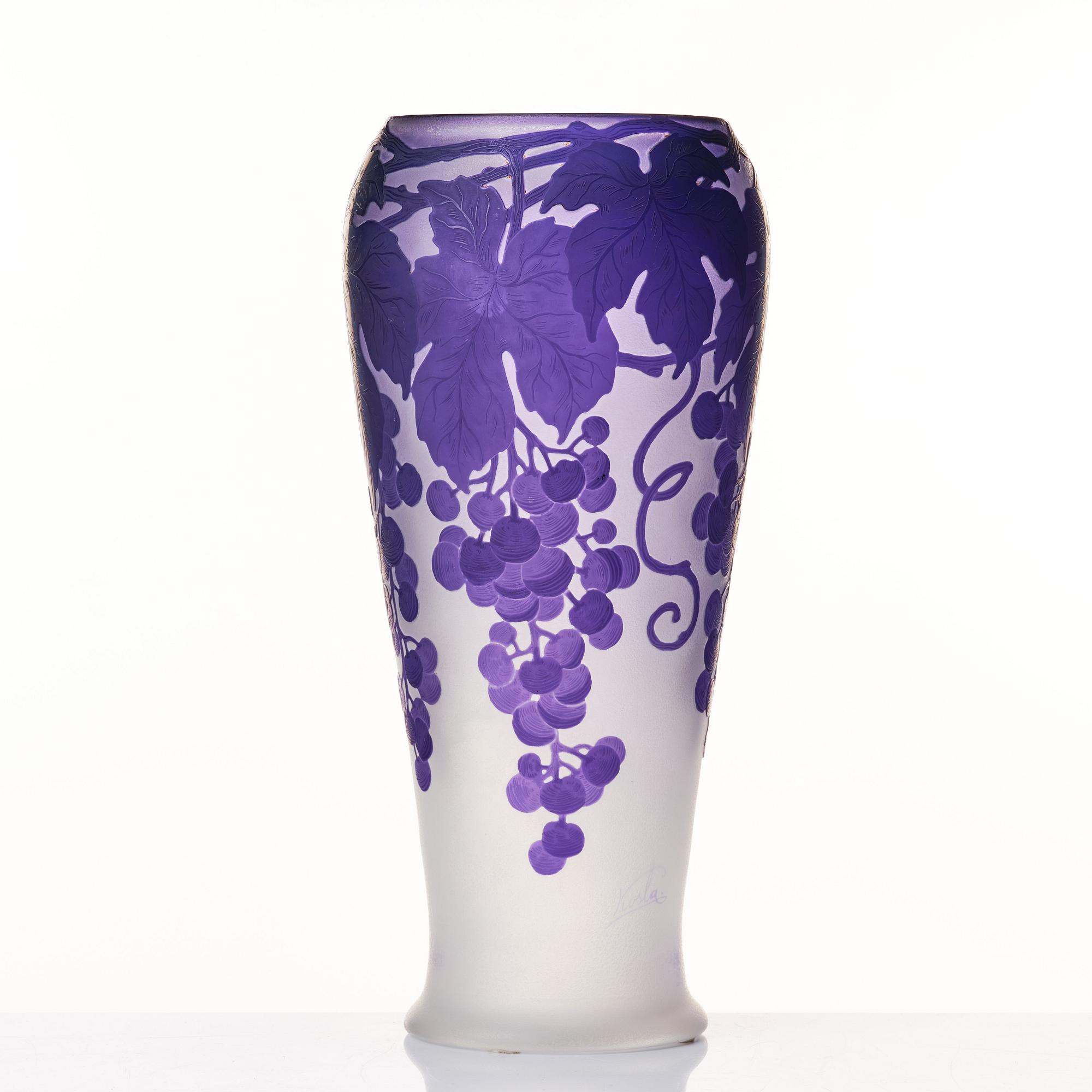 Karl Lindeberg, an Art Nouveau cameo glass vase, Kosta Sweden.