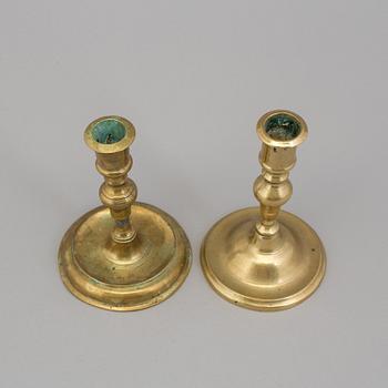 TWO BRONZE CANDLESTICKS, 18th century.