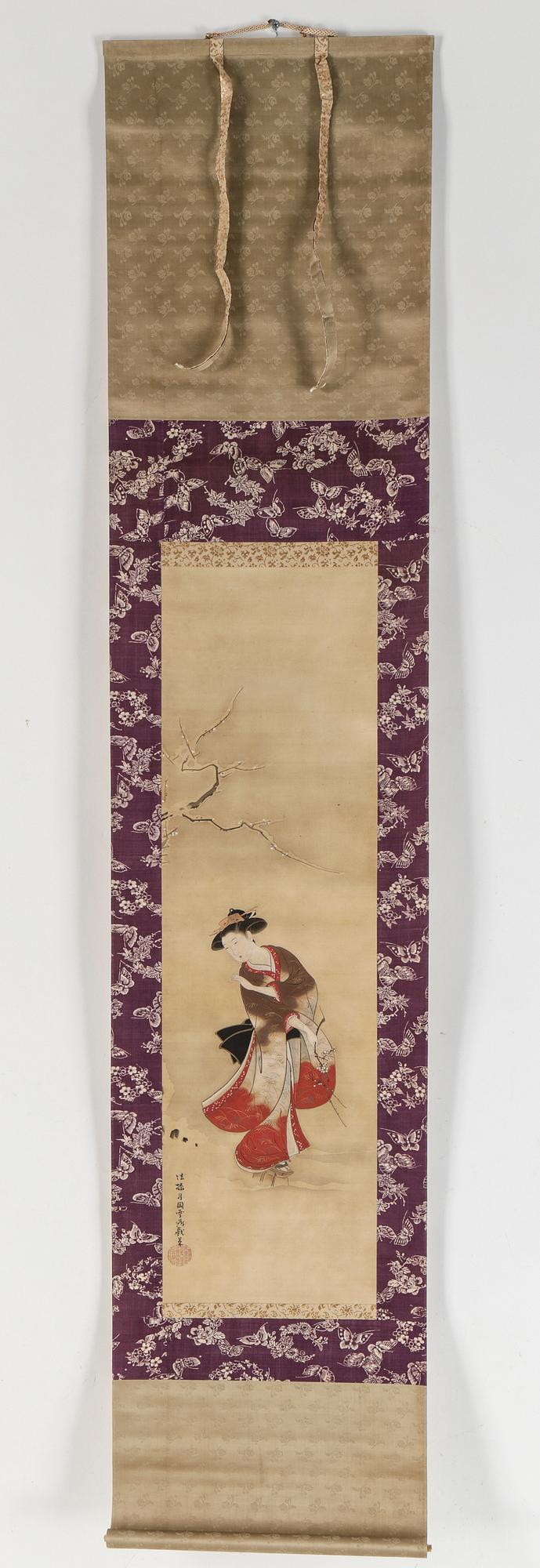 RULLMÅLNINGAR, 3 st, på papper, Japan 1900-tal.