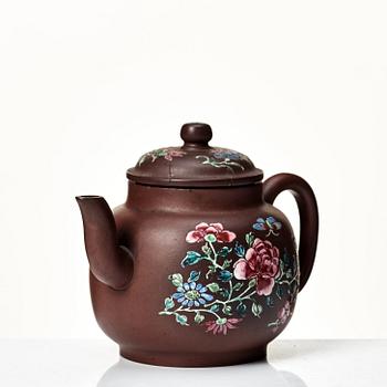 A yixing ware tea pot with cover, Qing dynasty, 18th Century.