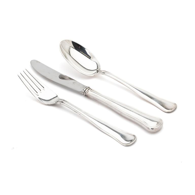 Silverbesick, 36 delar, "Gammal dansk", Mema, Lidköping, 1989-1995.