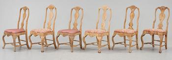 STOLAR, 6 st snarlika, senbarock, 1700-tal.