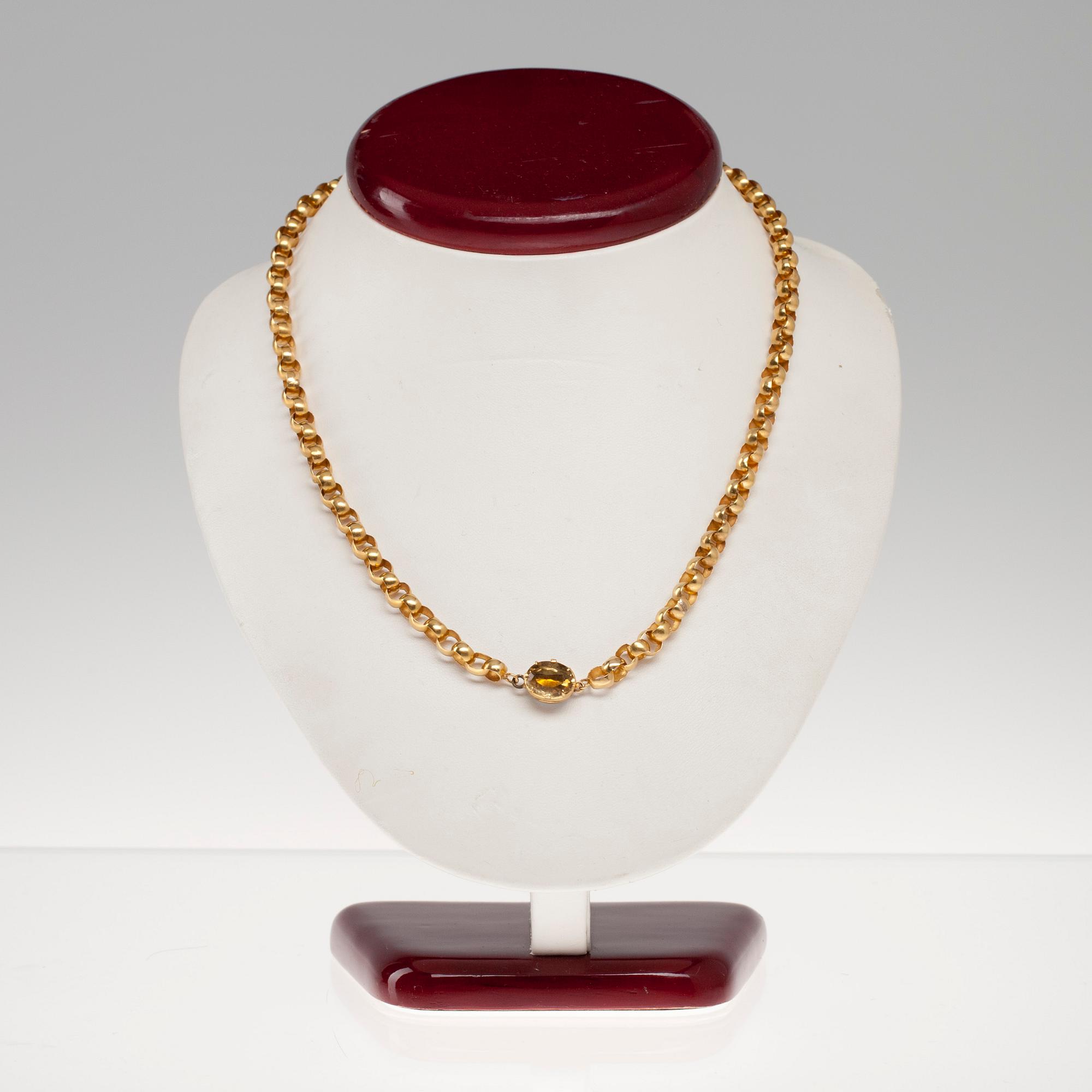 HALSKED, 20K guld, citrin. Nils Petter Forsberg Haparanda 1840. Vikt 12,6 g.